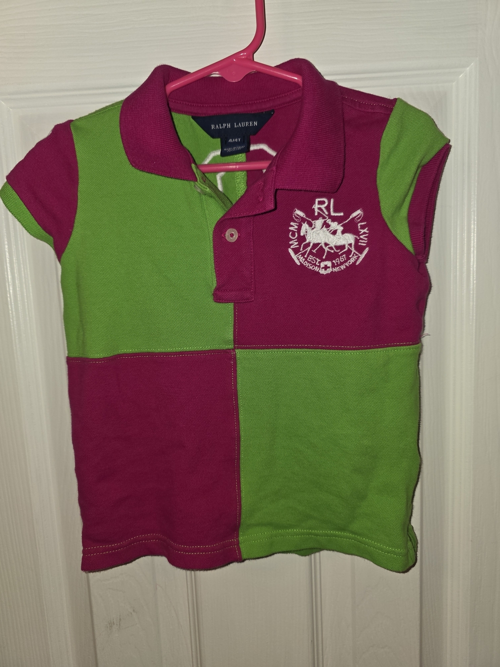 Ralph Lauren Kids Blocked Polo Shirt - Fuchsia & Lime